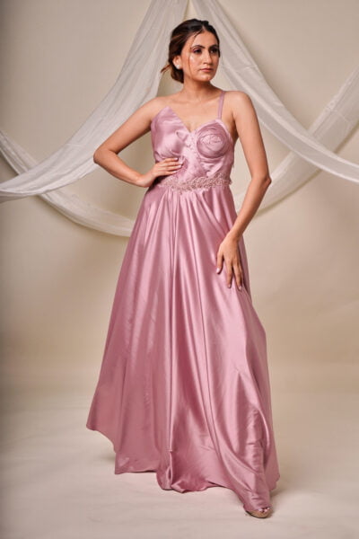 Old rose pink Color  gown