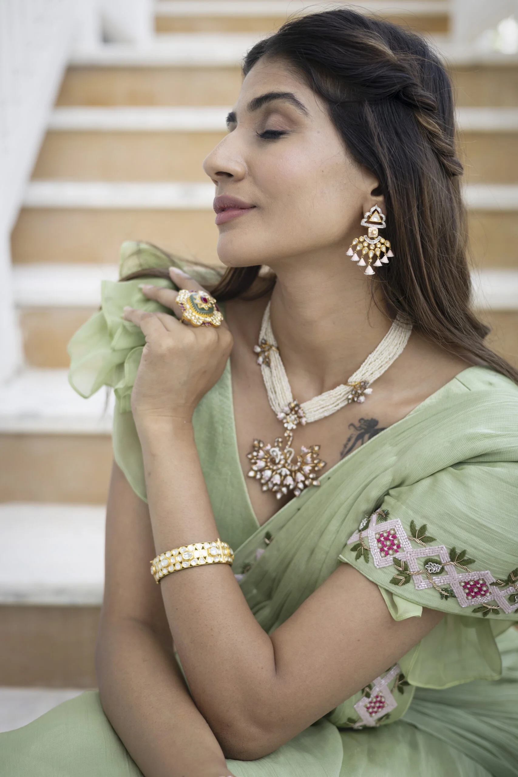 Gorgeous Green drape saree