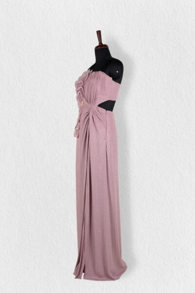 Old Rose Pink 3D Embellished Gown