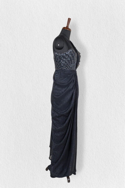 Sparkling Planet Blue Prepleted Evening Gown