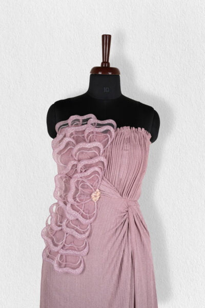 Old Rose Pink 3D Embellished Gown