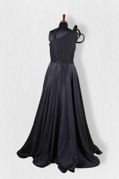Satin Black Boning Evening Gown