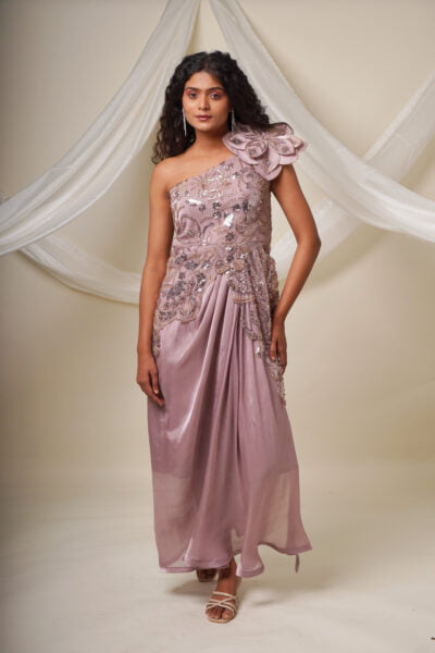 Opulent Orchid One-Shoulder Evening Gown